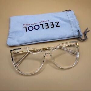 Zeelool Women's Clear Glasses with Gold Detail, No Prescription